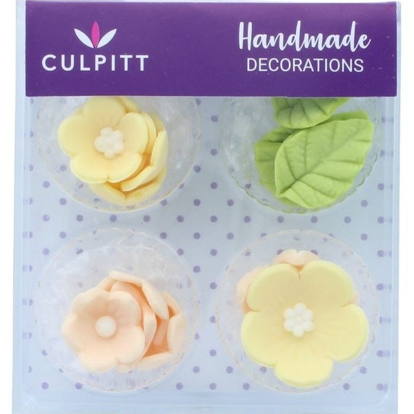 Sugar Decoration Lemon Flowers & Leaves Pk 16