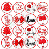 Love & Red Bow Edible Toppers - (20 Toppers)