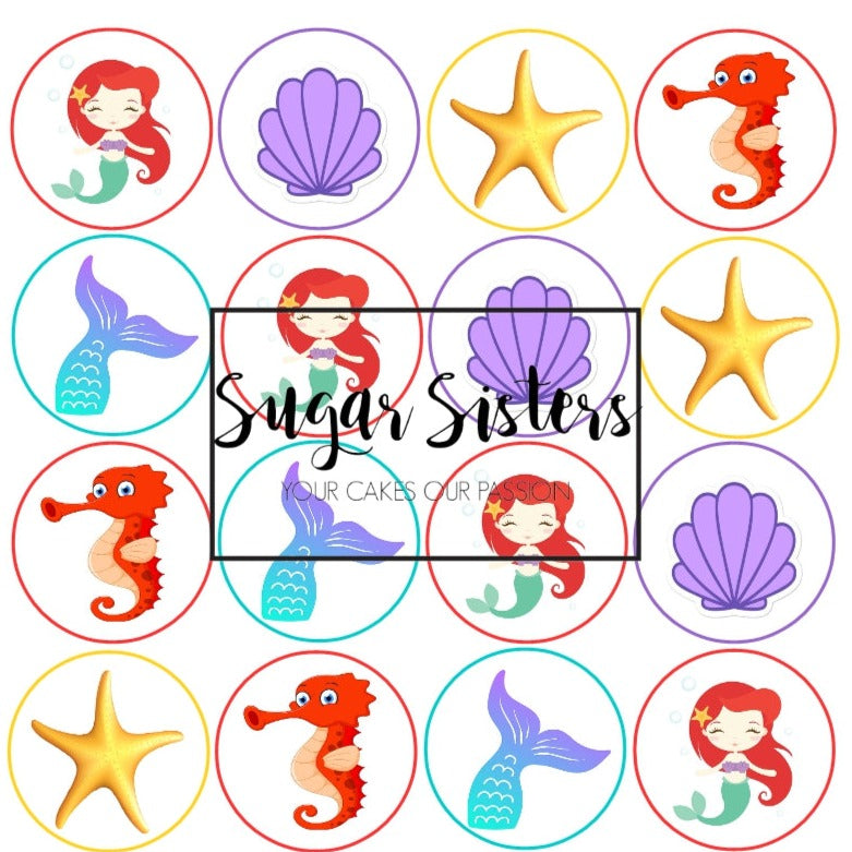 Mermaid Edible Toppers - (20 Toppers)