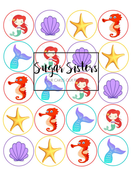 Mermaid  Edible Toppers - (20 Toppers)