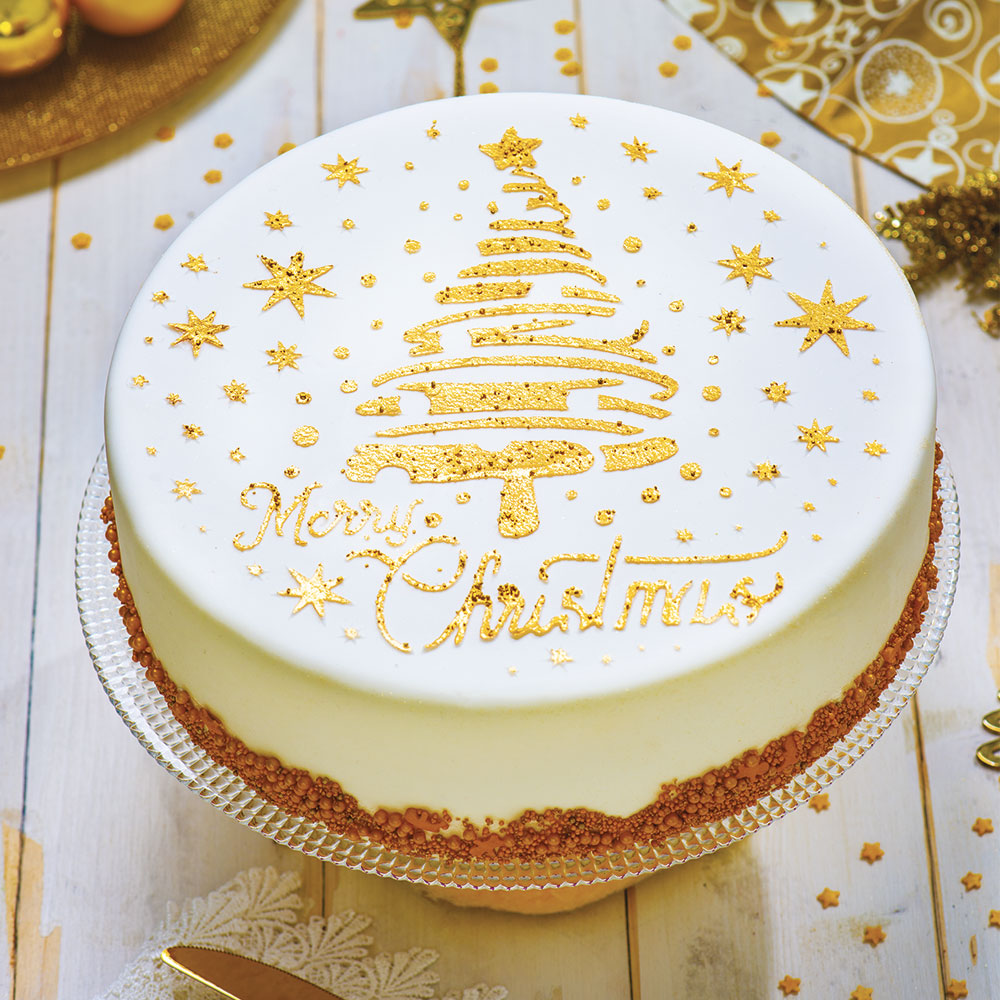 Merry Christmas Tree & Stars Stencil 25cm