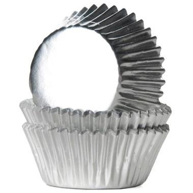 Mini Cupcake Cases 36 pk Silver Foil HOM