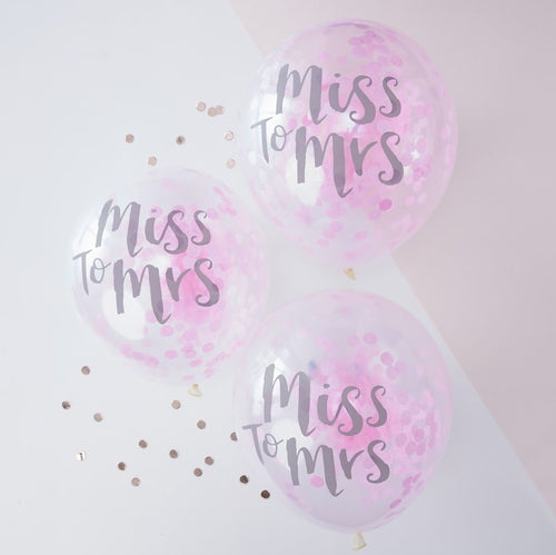 Miss to Mrs  Confetti Balloons Pk 5
