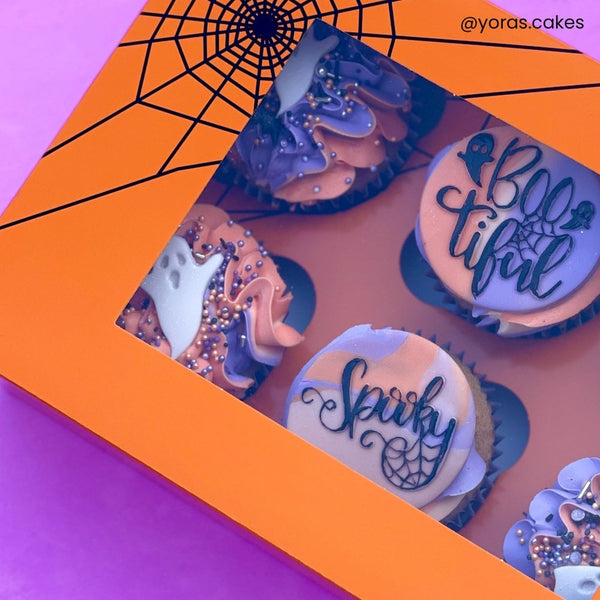 Luxury Orange Cobweb Cupcake Box 6s