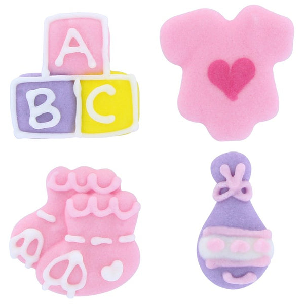 Pink ABC Baby Sugar Decorations Pk 12