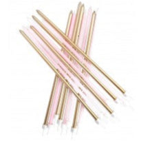 Extra Tall Pastel Pink & Metallic Candles Pk 16