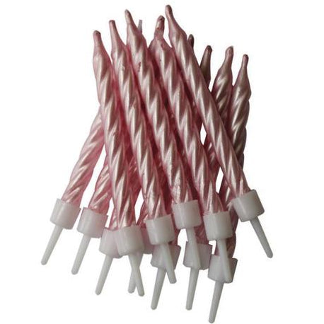 Pearlescent Candles Pink with Holders