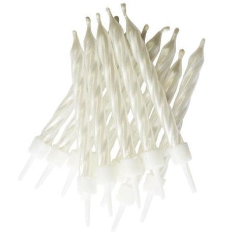 Pearlescent Candles White with Holders