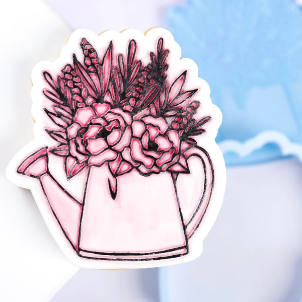 Floral Watering Can Stamp N Cut - SWEET STAMP