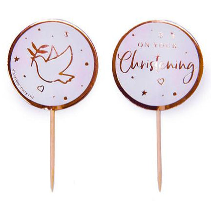 Pink On Your Christening Cupcake Toppers Pk 12