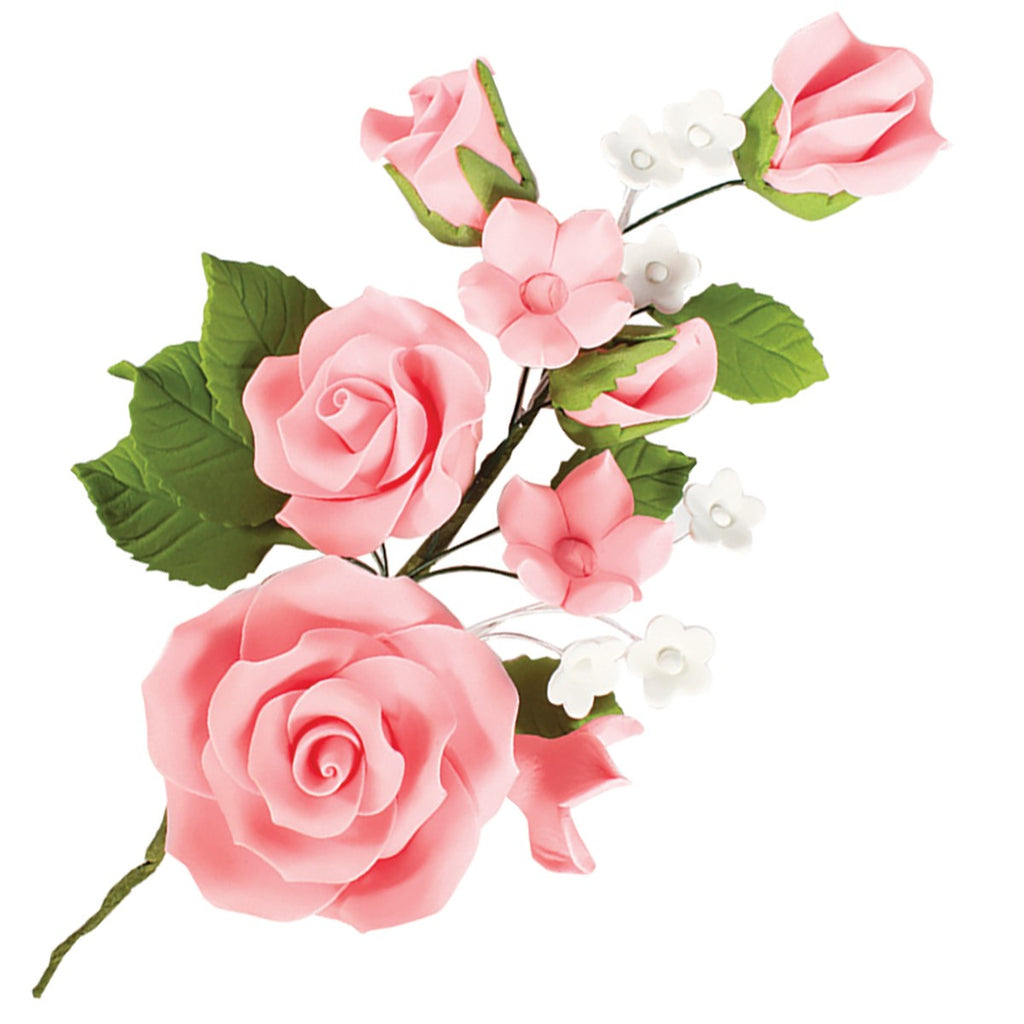 Gum Paste Pink Rose Spray 145mm