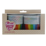 Cupcake Baking Cups Rainbow Stripe Pk 24
