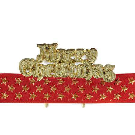 Red with Gold Merry Christmas Frill 1yrd