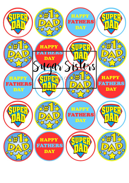 Fathers Day Edible Toppers - (20 Toppers)