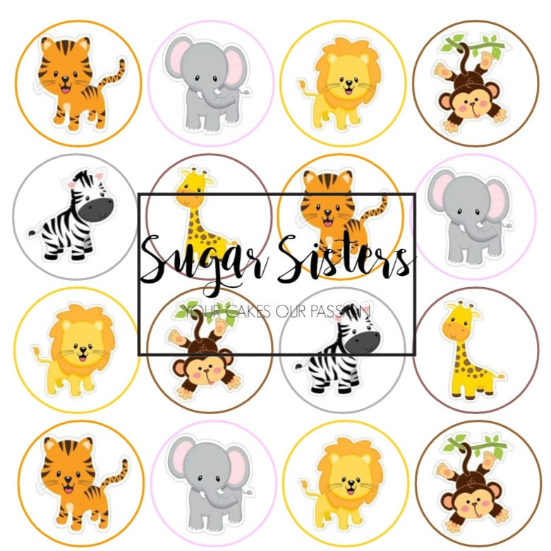 Safari Baby Animals  Edible Toppers - (20 Toppers)