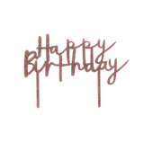 Rose Gold Glitter Happy Birthday Cake Topper