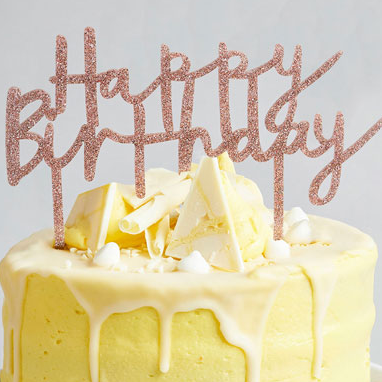 Rose Gold Glitter Happy Birthday Cake Topper