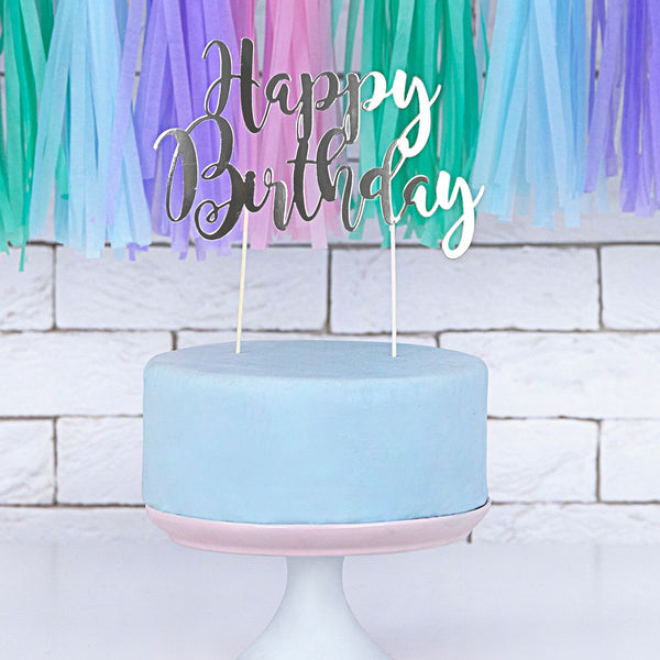 Silver  Foil  Happy Birthday Card Topper
