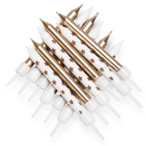 Metallic Star Mix Candles Gold with Holders