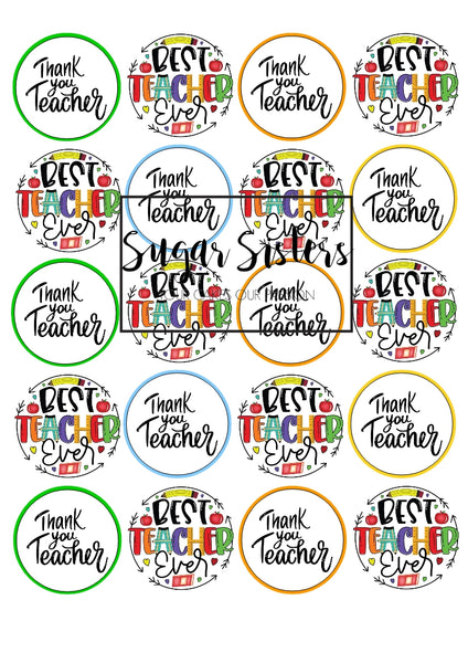 Thank You Teacher Edible Toppers - (20 Toppers)