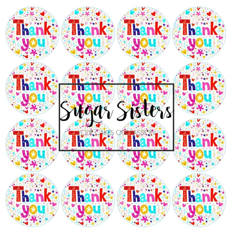 Thank You Edible Toppers - (20 Toppers)