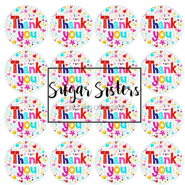 Thank You Edible Toppers - (20 Toppers)