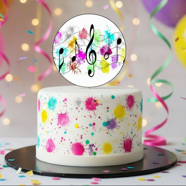 Music Notes Edible Topper - (1 x 6" Disc ) (8 x 2" Discs)