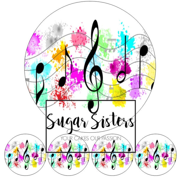 Music Notes  Edible Topper - (1 x 6" Disc ) (8 x 2" Discs)