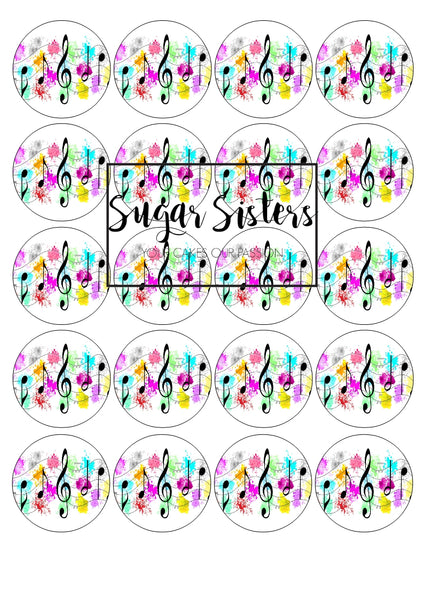 Music Notes Edible Toppers - (20 Toppers)