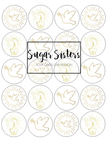 Gold Doves Edible Toppers - (20 Toppers)