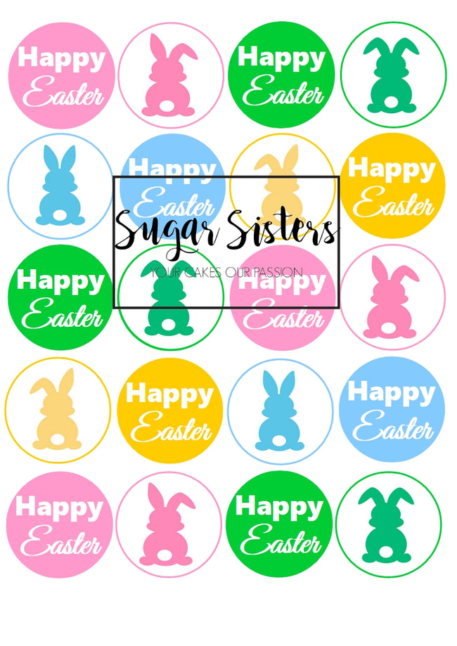 Easter Brights  Edible Toppers - (20 Toppers)