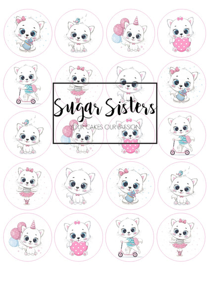 Cute Kitten Edible Toppers - (20 Toppers)