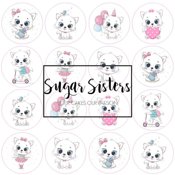 Cute Kitten Edible Toppers - (20 Toppers)