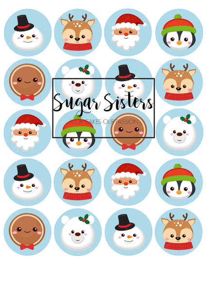 Cute Christmas  Edible Toppers - (20 Toppers)
