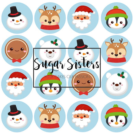 Cute Sloth Christmas Edible Toppers - (20 Toppers)