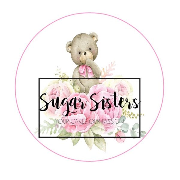 Pink Teddy  Edible Topper - (1 x 6" Disc )