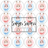 Pink & Blue Bunnies Edible Toppers - (20 Toppers)