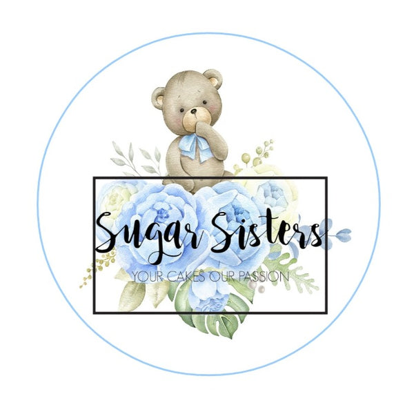 Blue Teddy Edible Topper - (1 x 6" Disc )