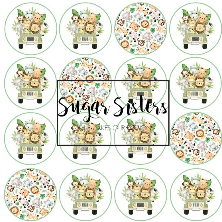 Cute Jungle Animals Edible Toppers - (20 Toppers)