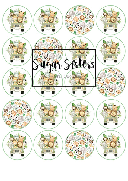 Cute Jungle Animals Edible Toppers - (20 Toppers)