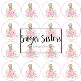 Pink Teddy  Edible Toppers - (20 Toppers)
