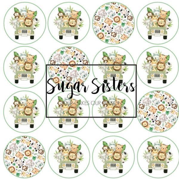 Cute Jungle Animals Edible Toppers - (20 Toppers)