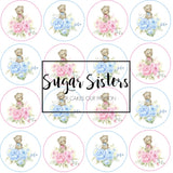 Pink & Blue Teddy  Edible Toppers - (20 Toppers)
