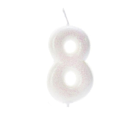 White Glitter Number 7 candle