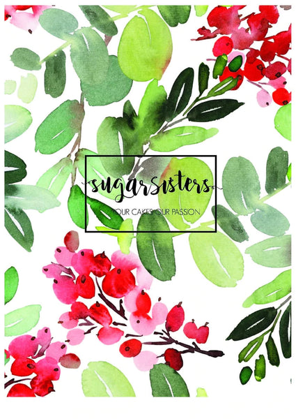 Christmas Berries & Leaves Edible Image