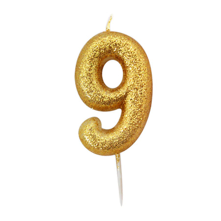 Age 0 Glitter Numeral Moulded Pick Candle Gold