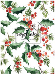 Watercolor Holly Edible Image