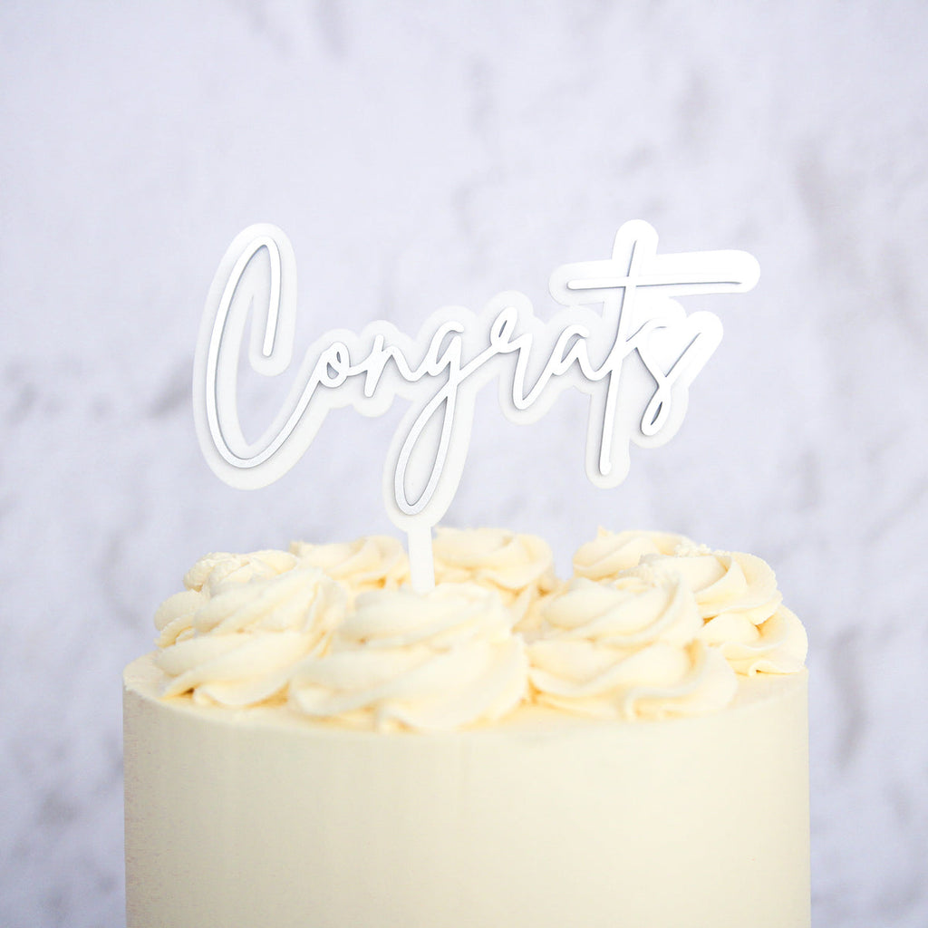 Congrats Cake Topper Silver - SWEET STAMP