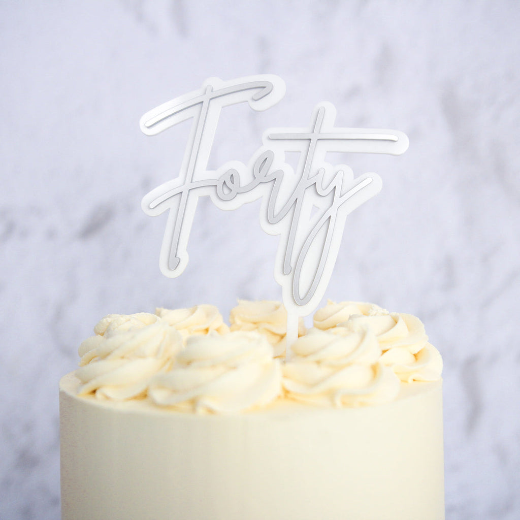 Forty Cake Topper Silver   - SWEET STAMP