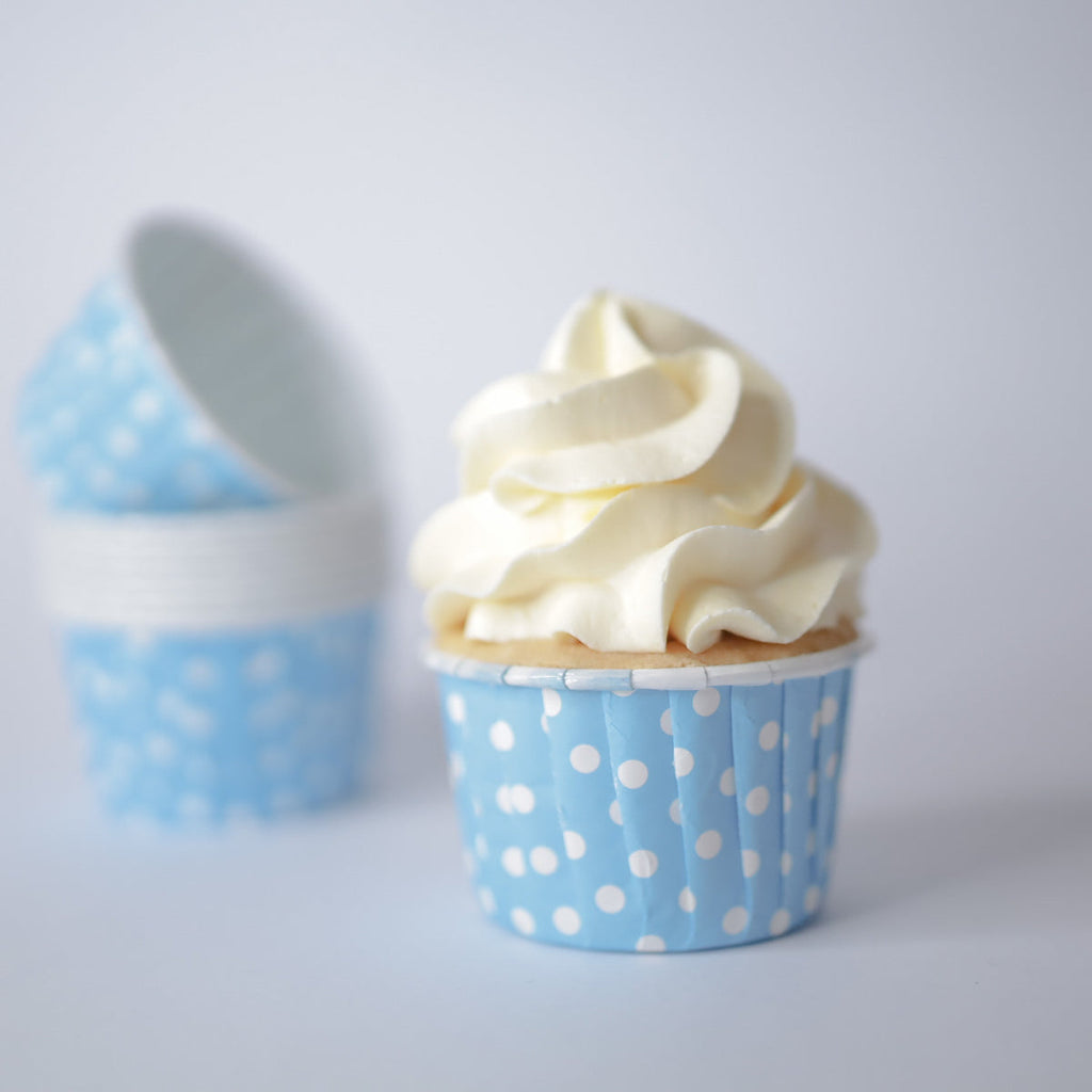 Blue Polka Cupcake Case Pk 24 - SWEET STAMP